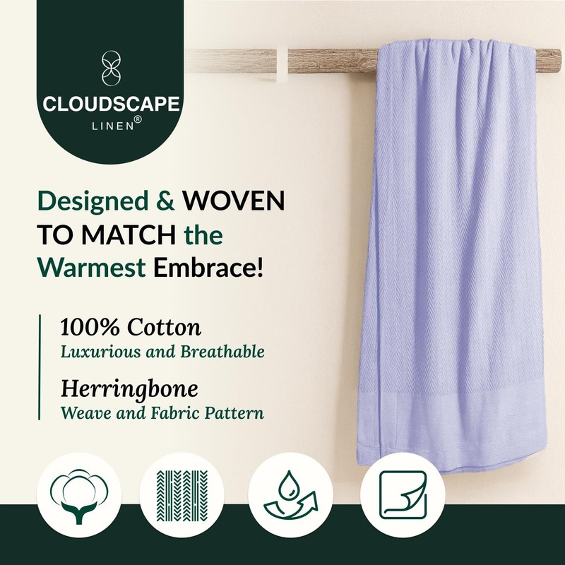 CLOUDSCAPE Cotton Throw for Couch - 100% Cotton Gauze Herringbone Weave - 50x... gallery