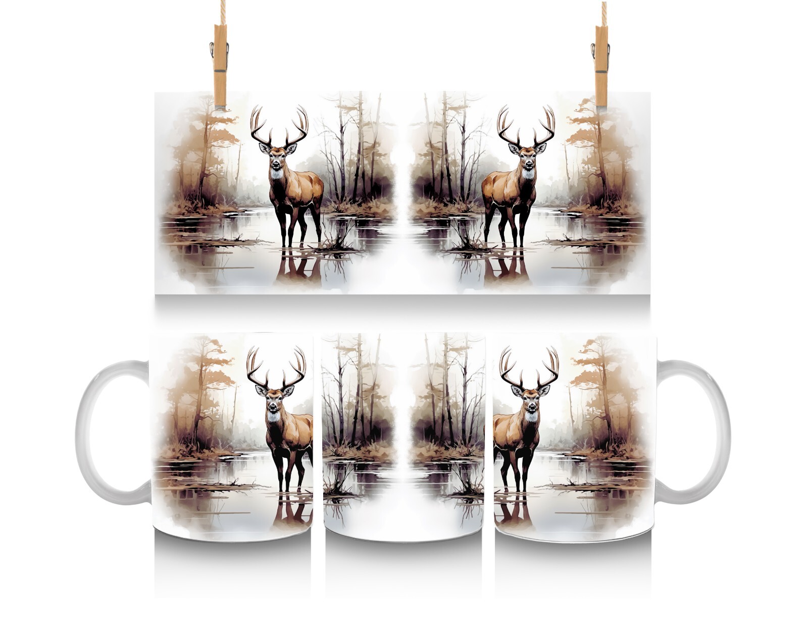 11oz or 15oz Ceramic Coffee-Tea Mug/Cup Buck-Woods-Winter-Hunting-Dad-Trees-Gift gallery