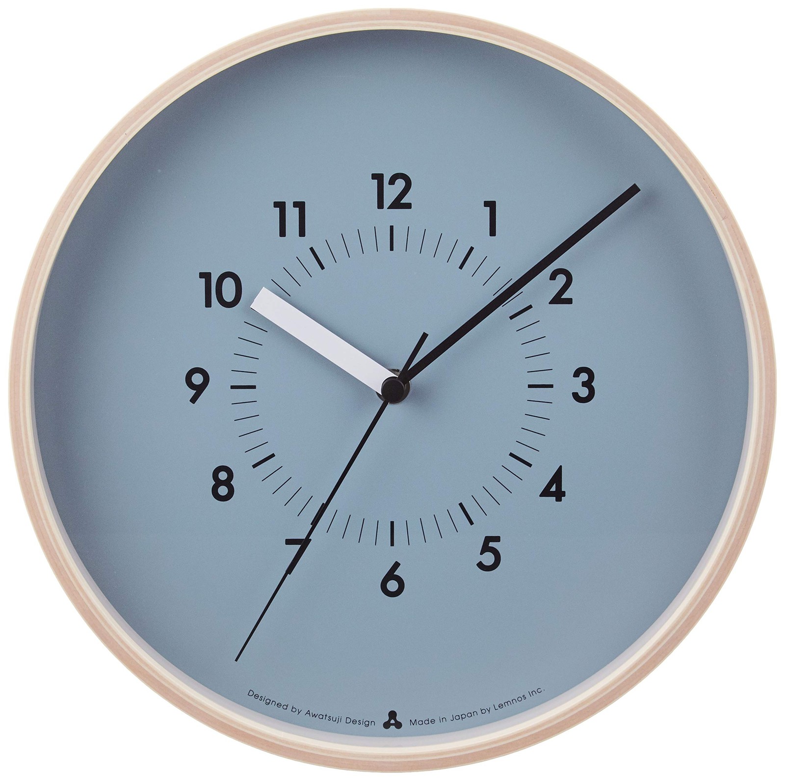 Wall clock analog SOSO general quartz clock natural color wood blue AWA13-06 BL gallery