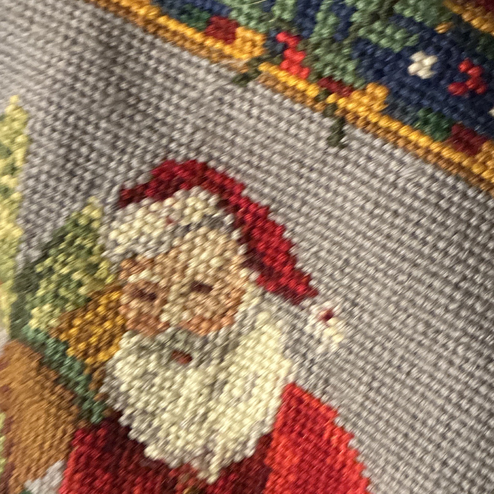 Needlepoint Christmas Stocking Santa Claus Golf Scene, Multicolor gallery