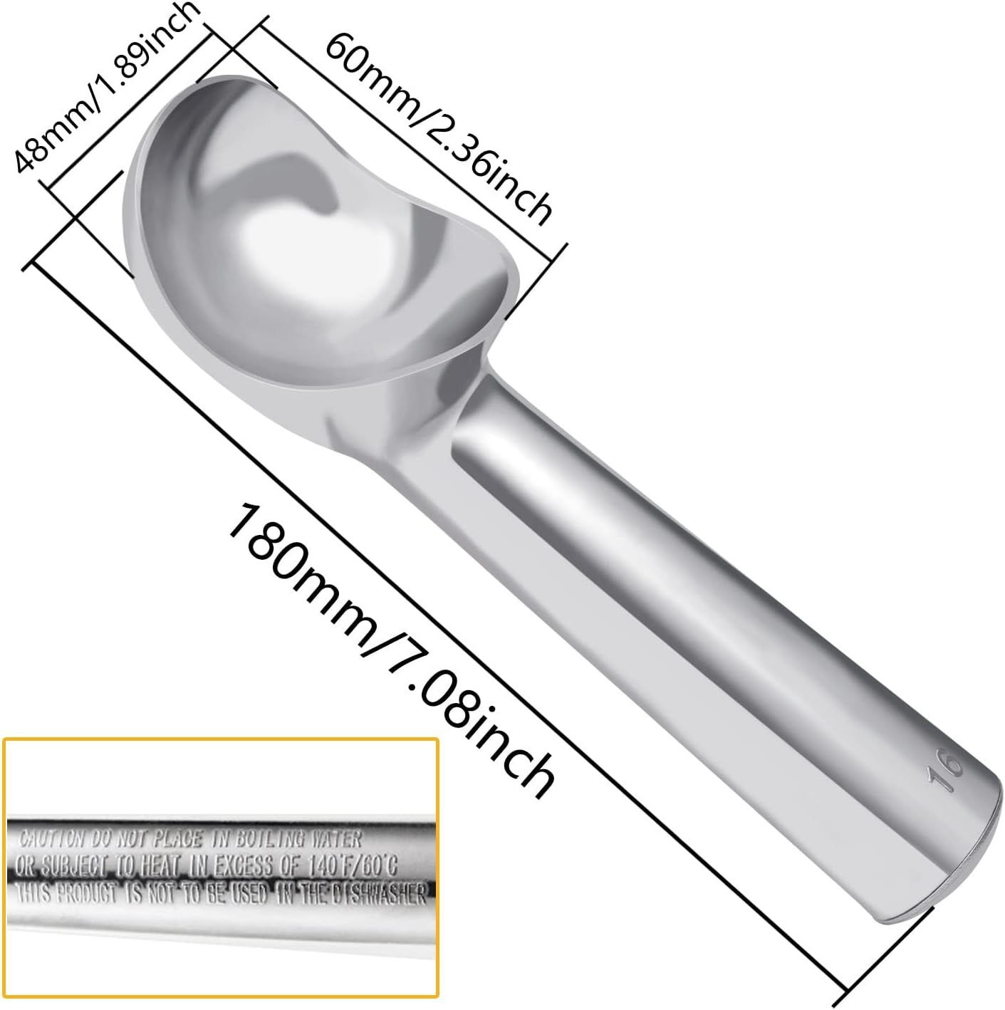Large Ice Cream Scoop 7 inches Nonstick Anti-Freeze Large, Bright Silver gallery