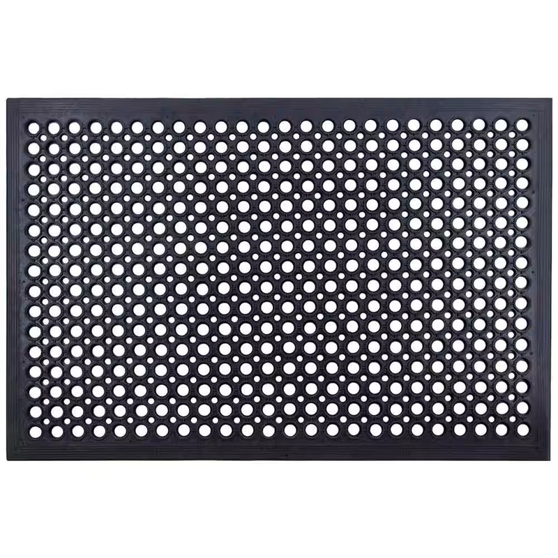 Drainage Black 2 Ft. X 3 Ft. Rubber Non-Slip Indoor Outdoor Commercial Door Mat gallery