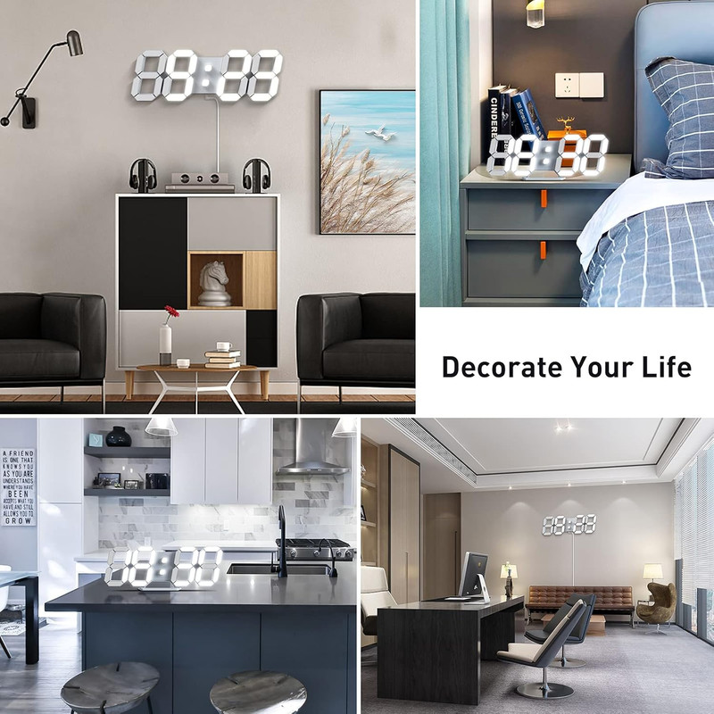 EDUP HOME 3D LED Digital Wall Clock/Desk Alarm Clock with Remote Control for Kit gallery