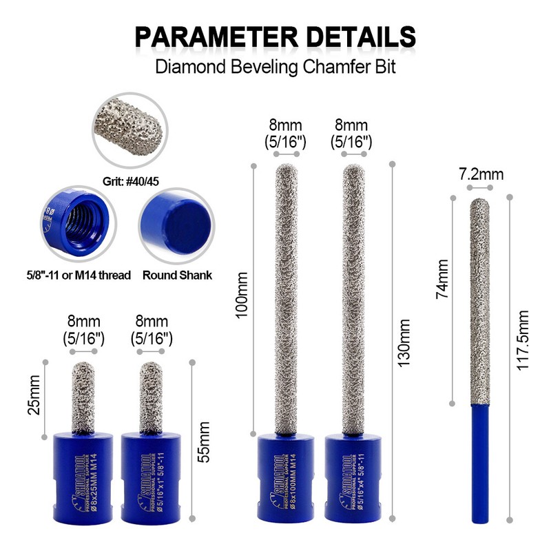 SHDIATOOL Diamond Finger Bits Mortar Raking Bit Milling for Brick Stone Ø7.2/8mm gallery