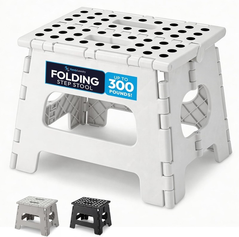 Sturdy Folding Step Stool White 8 Inch Height for Adults Kitchen Bathroom gallery