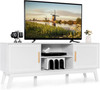 Chic Mid-Century Modern TV Stand for 65" TVs with Rattan Doors & Shelves gallery