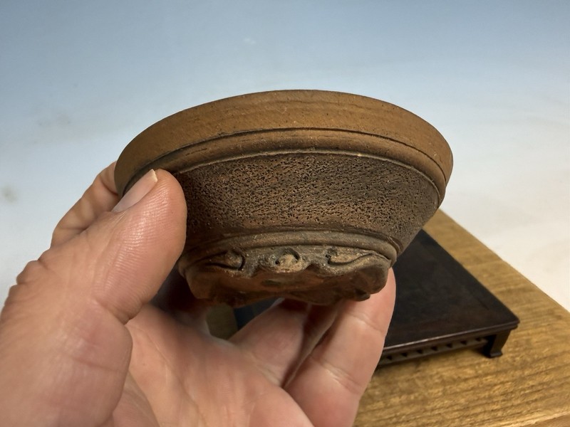 Japanese Unknown Maker Shohin Bonsai Tree Pot 3 3/4 By 1 1/4” Handmade Unglazed gallery