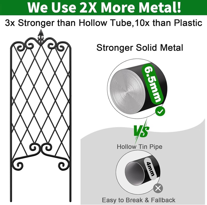 4 Pack Decorative Garden Trellis for Climbing Plants, Metal Fencing Black gallery