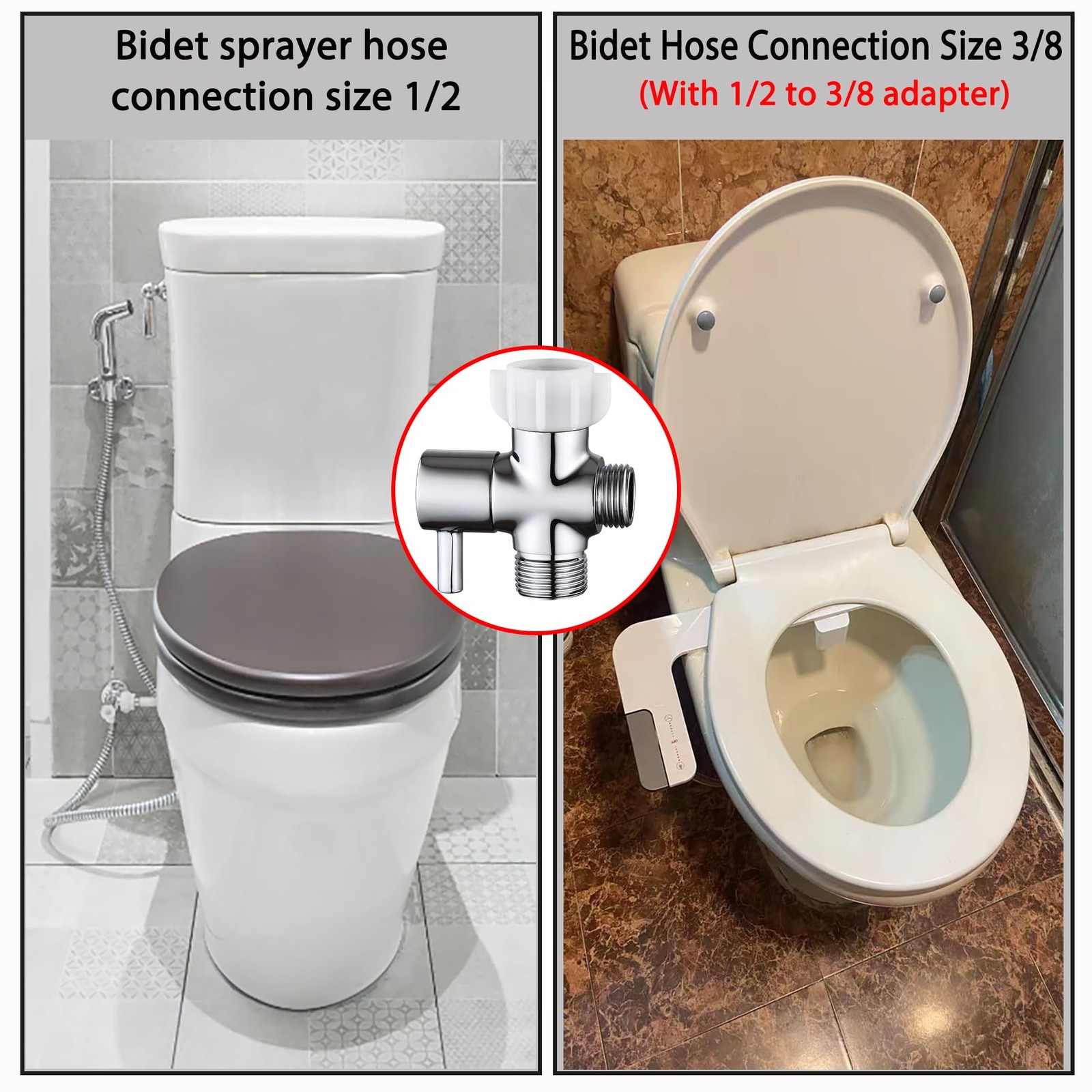 Bidet T Adapter Leakproof 3-Way Tee Connector Bidet Attachment for Toilet gallery