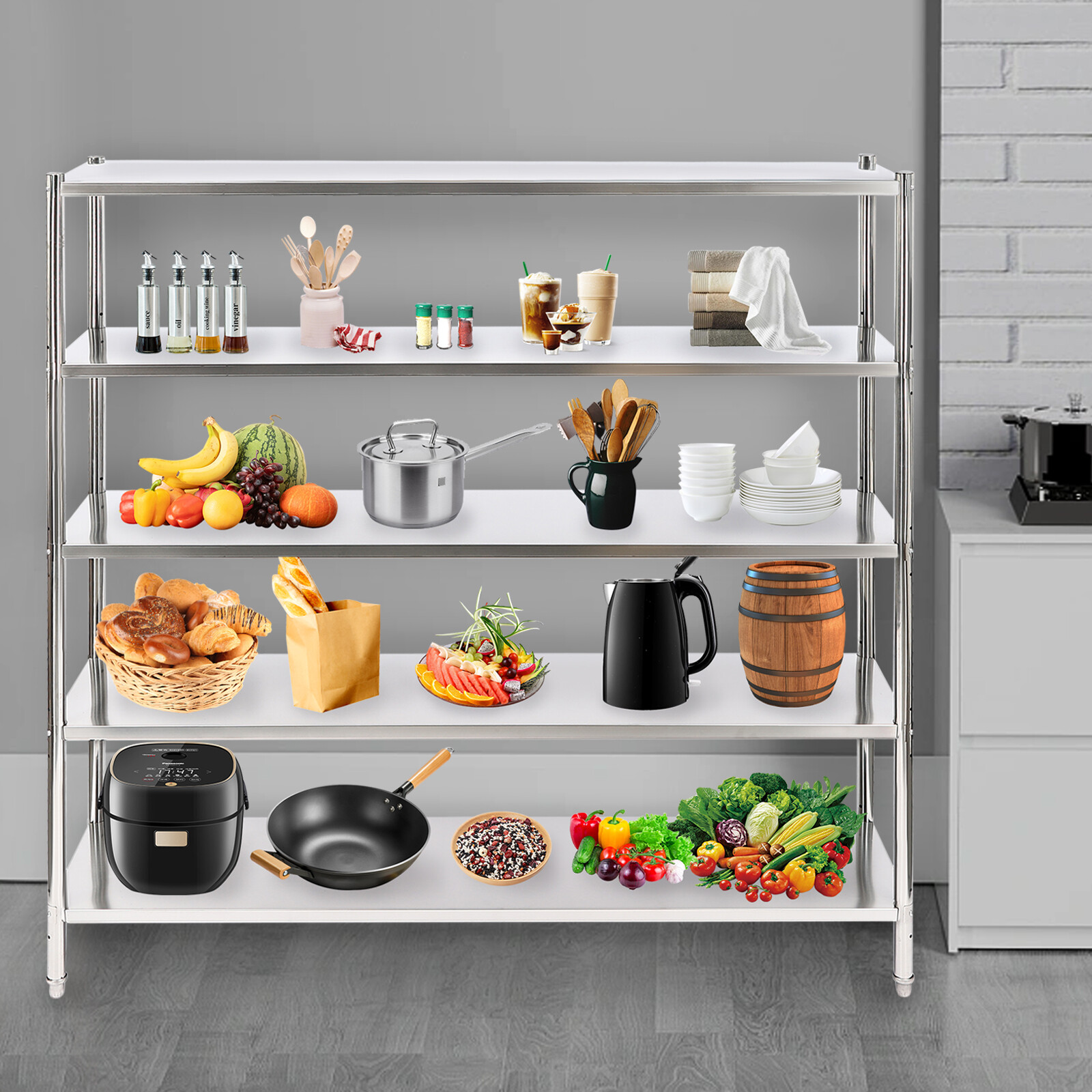 5 Tier Adjustable Shelf Storage Stainless Steel Shelving Heavy Duty Shelving gallery