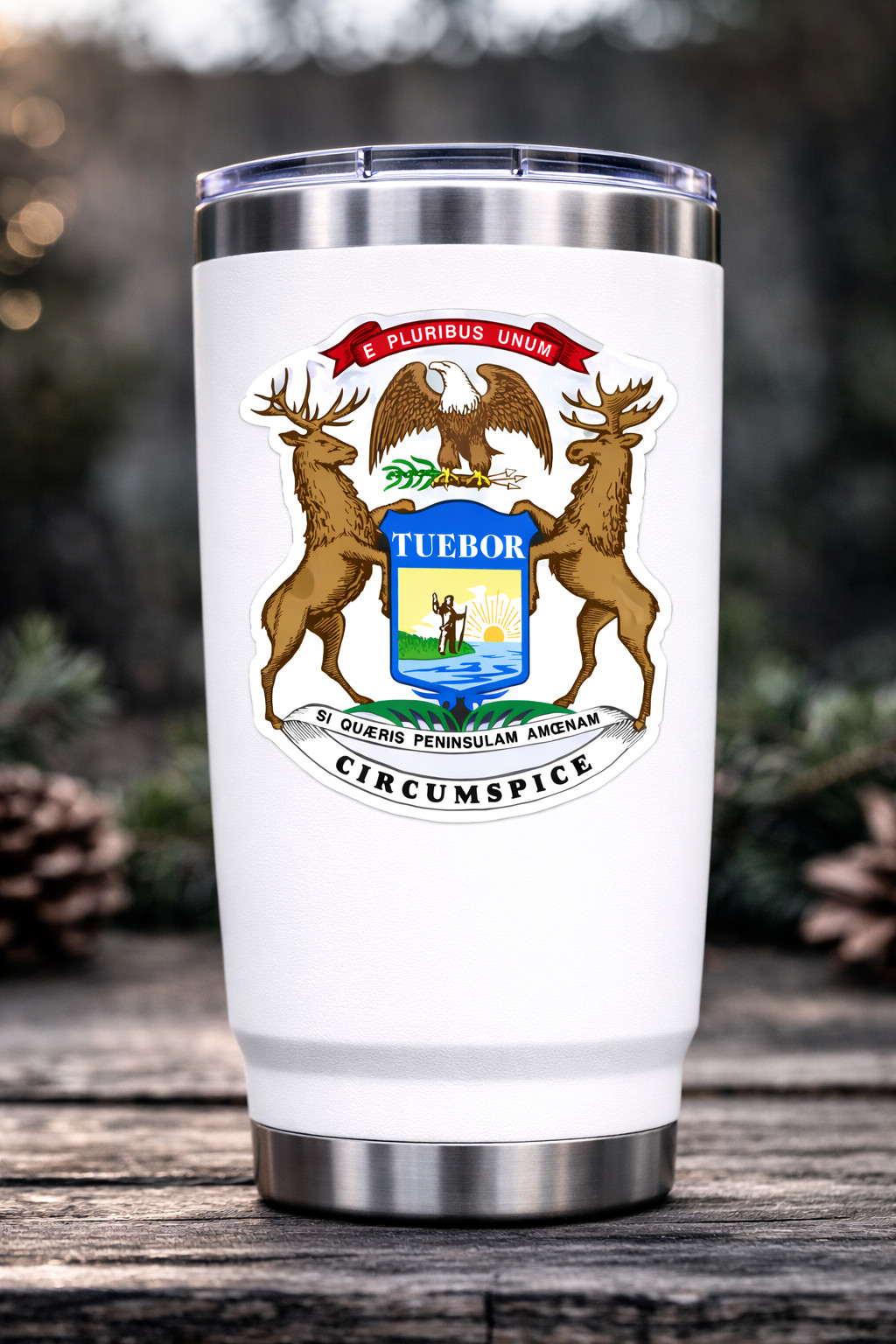 Weather Resistant Vinyl Sticker/Decal - MI State of Michigan Crest Flag 03 gallery