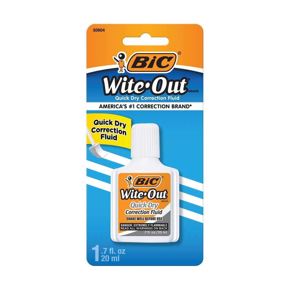 BIC Wite-Out Quick Dry Correction Fluid, 20mL, 1 Count (Pack of 1), White