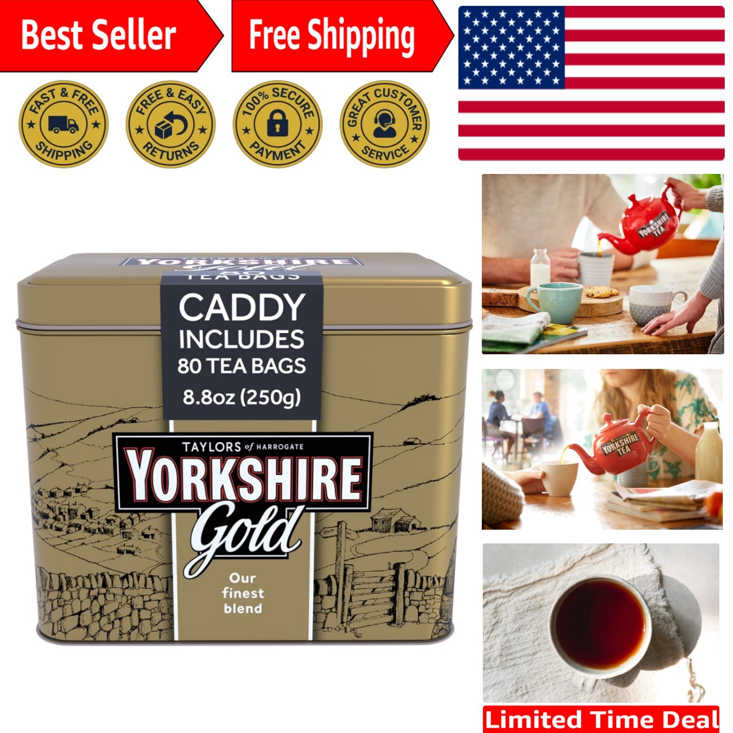 Elegantly Packaged Yorkshire Gold Tea - 80 Teabags of Rich Malty Flavor gallery