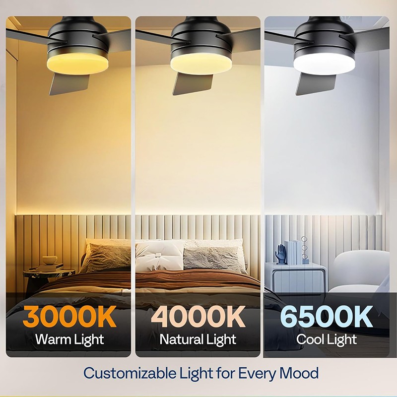 42'' Flush Mount LED Ceiling Fan with Light & Remote 6+1 Speeds, 3CCT, Dimmable gallery