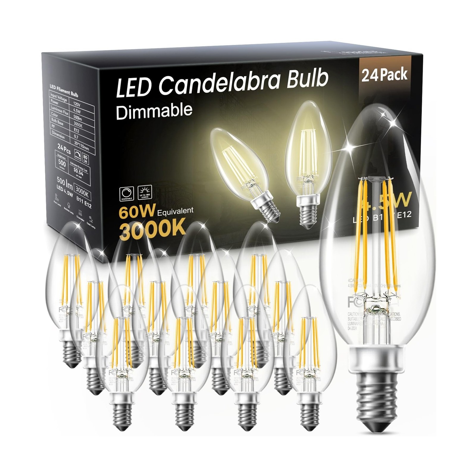 TJOY LED Candelabra Bulbs Dimmable, 60W Equivalent Chandelier Light Bulb, E12... gallery