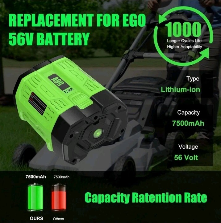 Enermall 1Pack 56V 7500mAh Replacement Battery for EGO 56V Battery BA2800T... gallery
