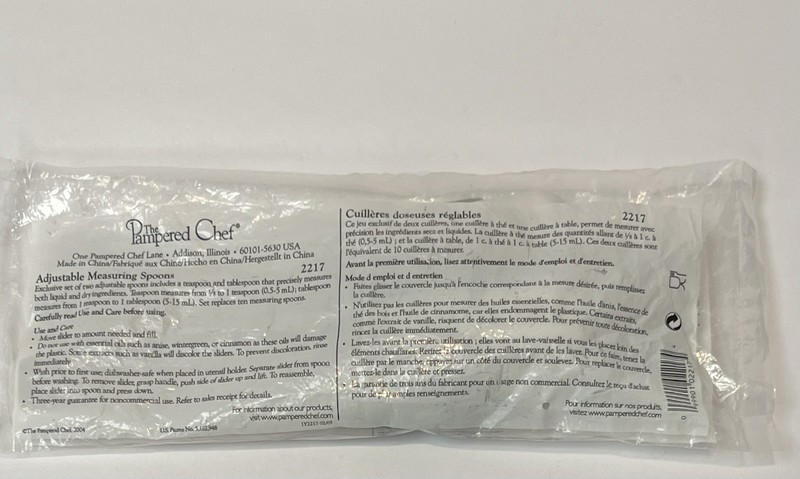 PAMPERED CHEF Adjustable Measuring Spoon Set of 2 #2217 Sliding Spoons NEW gallery