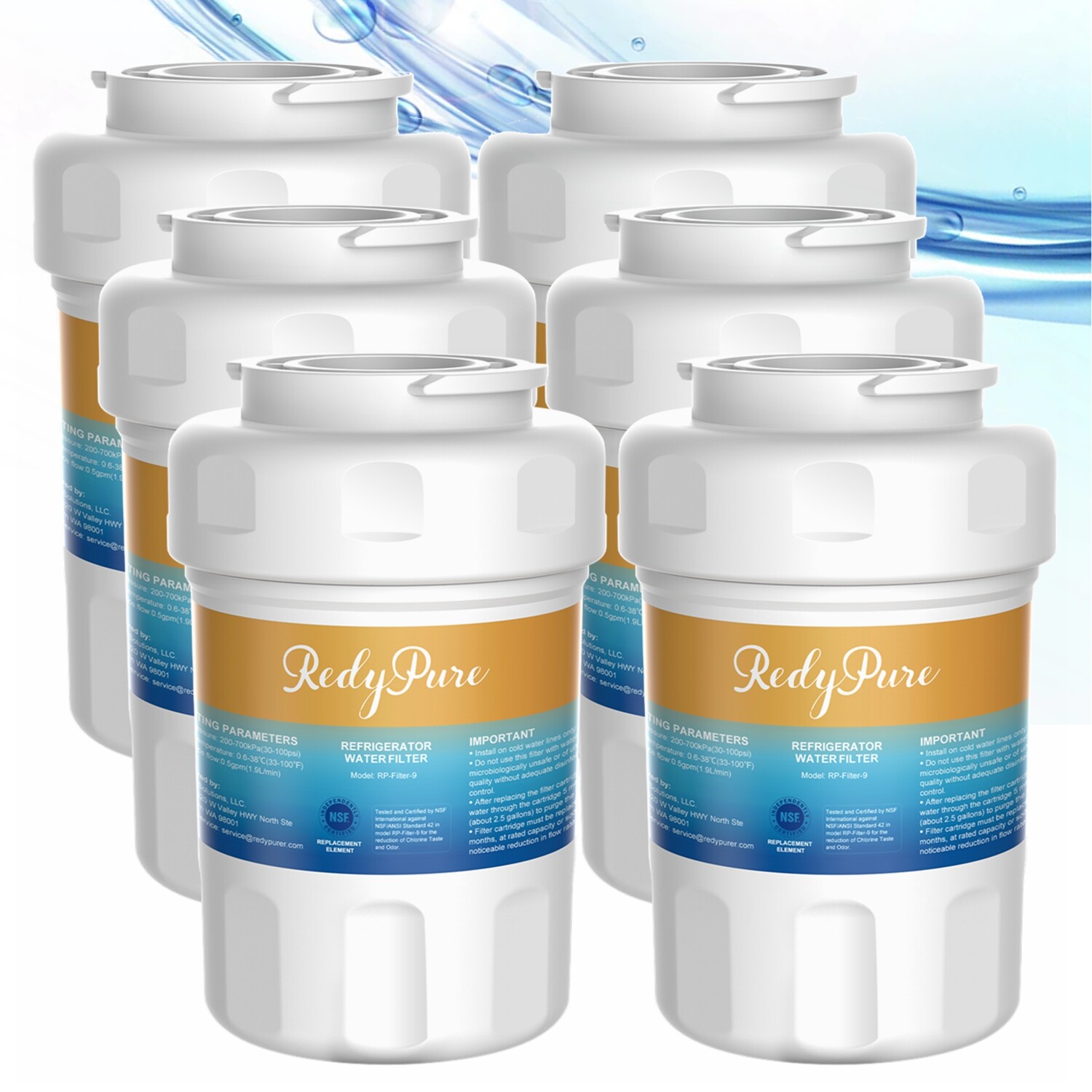 6 Pack Water Filter Replacement For GE SmartWater MWF 469991 469996 Refrigerator gallery
