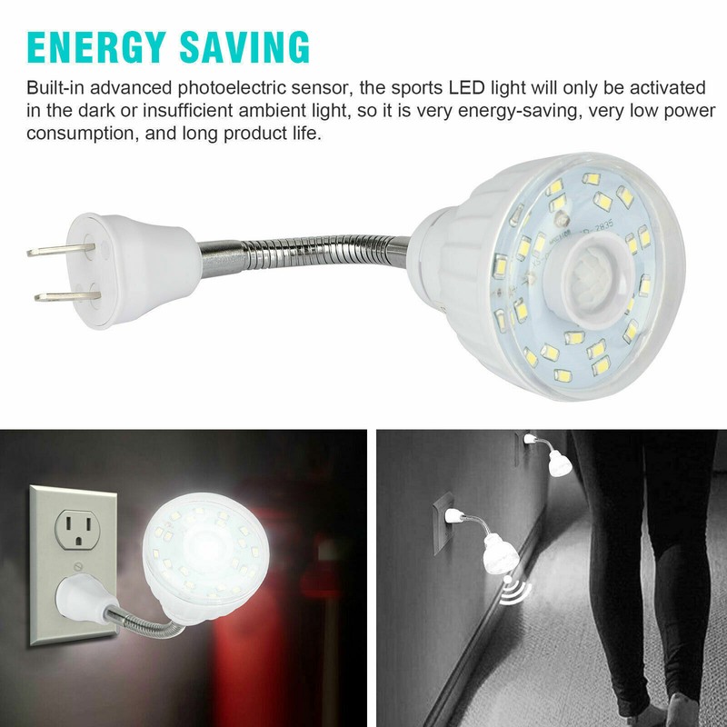 LED Motion-Activated Sensor Night Light Indoor AC Outlet Plug-In Wall Stair Lamp gallery