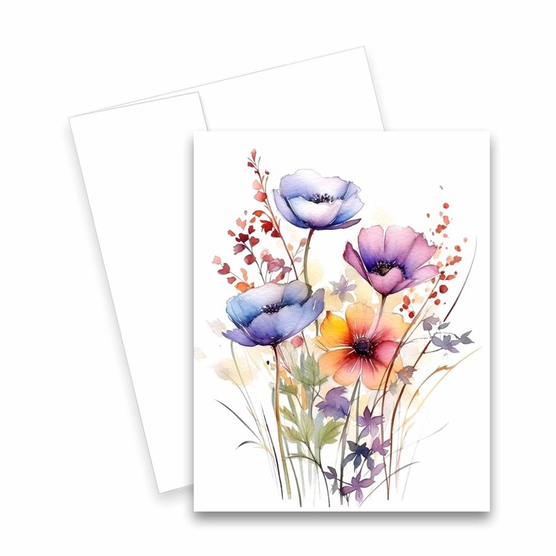 12 Assorted Notecards with envelopes - Watercolor Wildflower ( 2 of each gallery