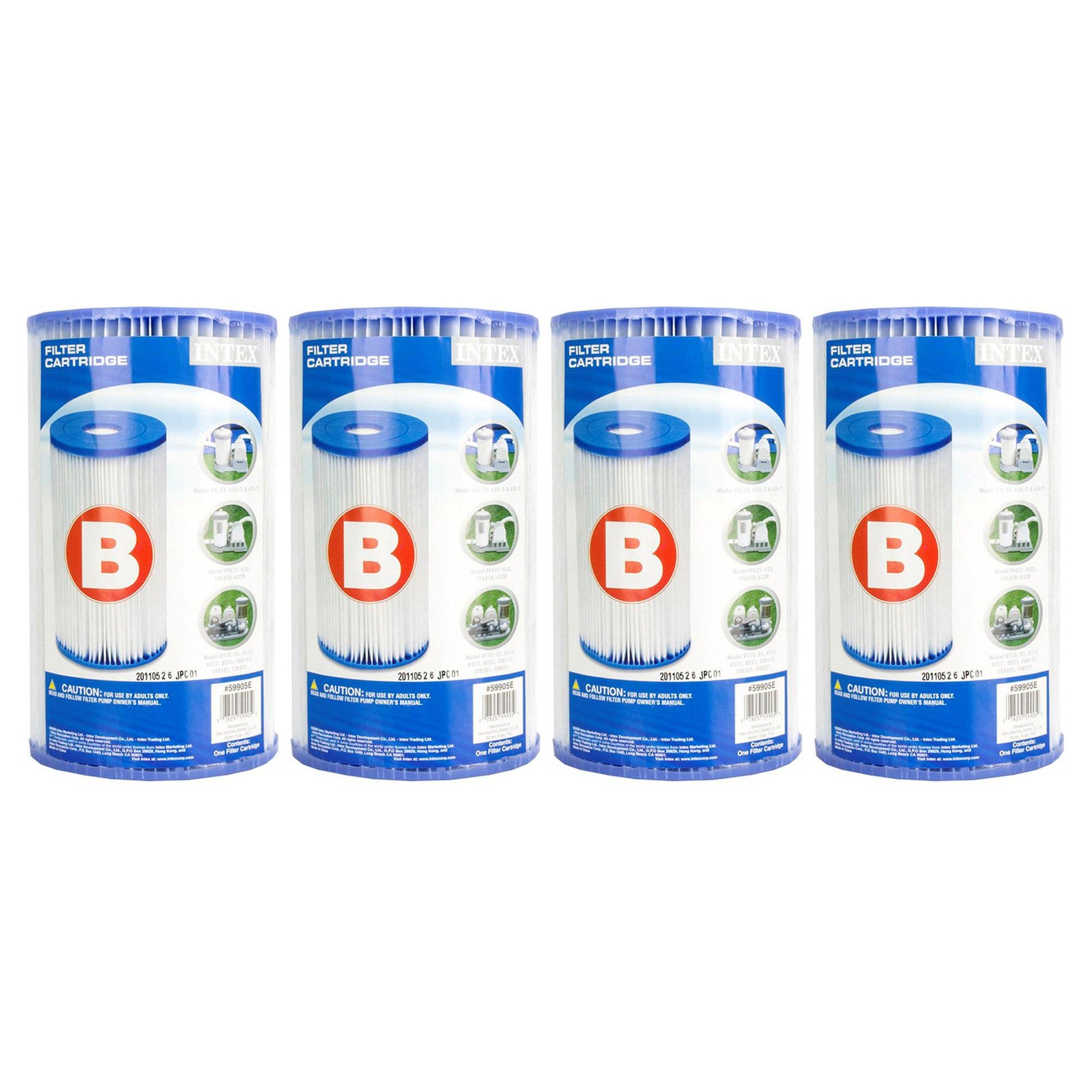 Intex 29005E Easy Set Type B Replacement Filter Pump Cartridge for Pool, 4 Pack gallery