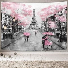 Paris Eiffel Tower Tapestry Wall Hanging Pink Bedroom Dorm Decor 60×40 71x60in