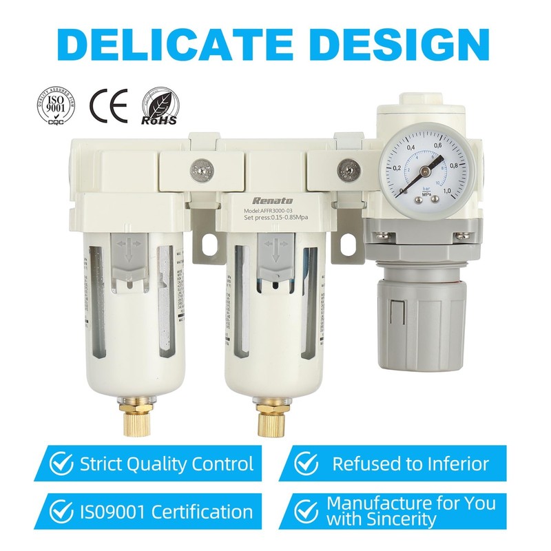 Three Stage Air Drying System 3/8" NPT - 0.01 Micron Filter, Regulator, Gauge 0- gallery