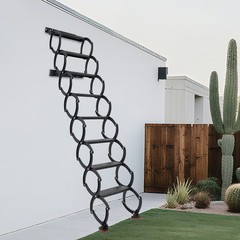 Attic Loft Pull Down Ladder 8 Step Wall Mounted Folding Loft Ladder Stairs Black