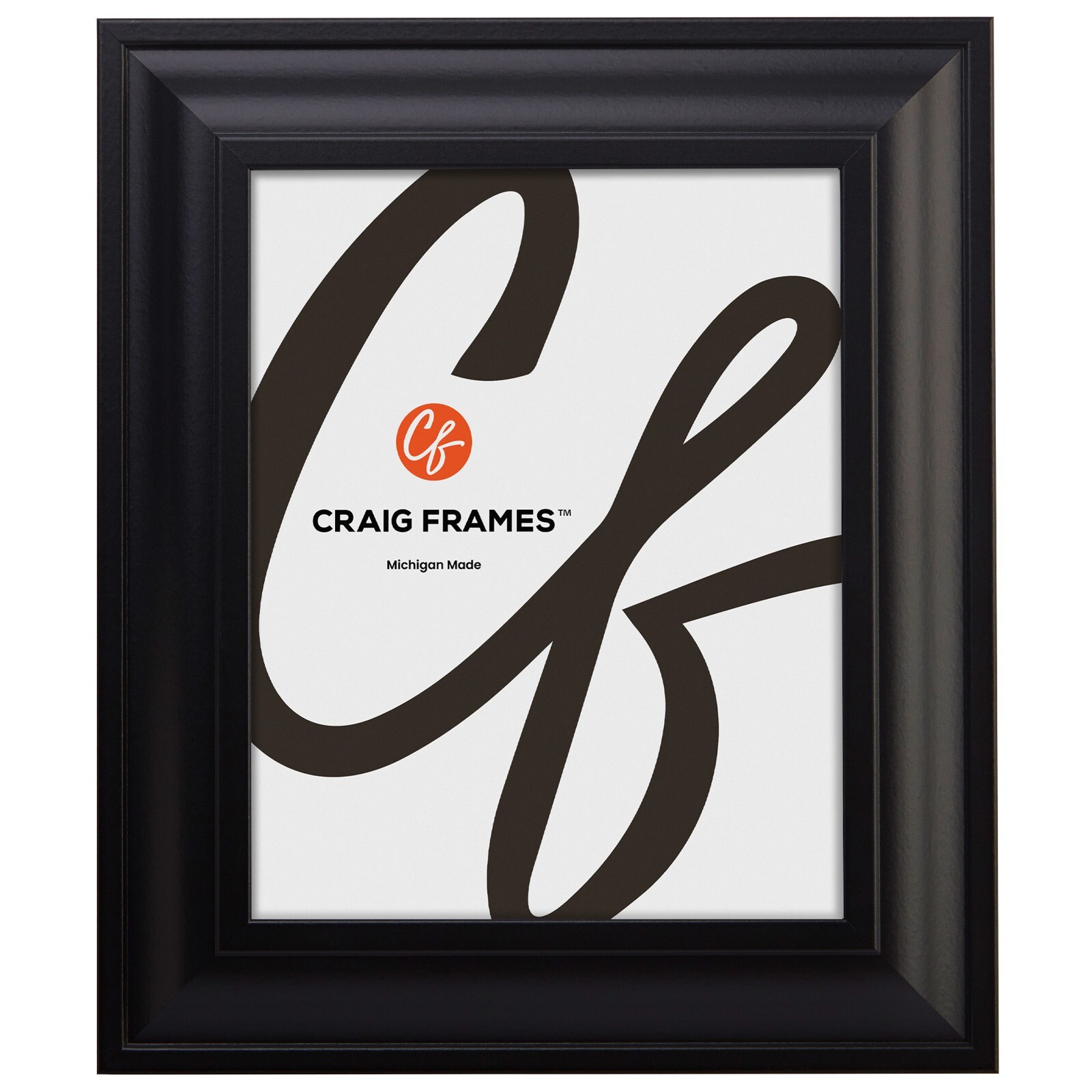 Contemporary Upscale, 2 Inch Wide Satin Black Picture Frame With White Mat gallery