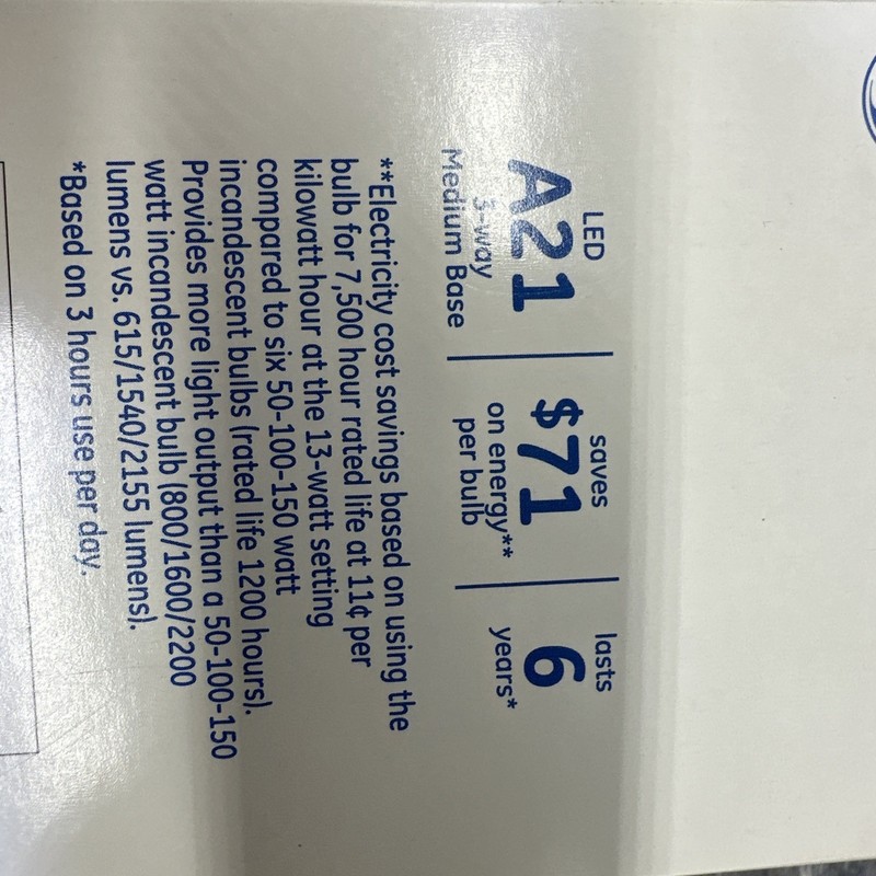 GE Basic Bulbs LED A21 Medium Base 3 Way In Daylight Up To 2200lm {D} gallery