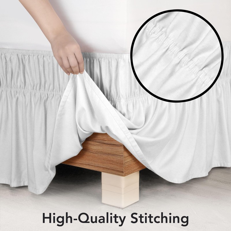 Adjustable Wrap Around Ruffle King Size Bed Skirt Elastic Fit gallery