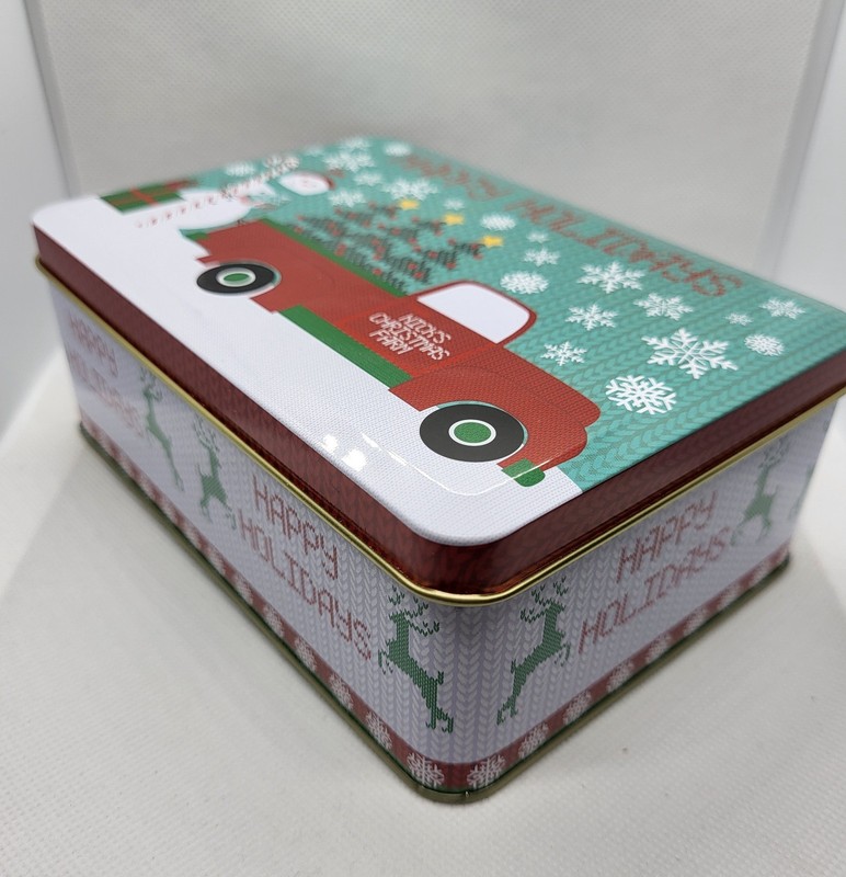 Tin Christmas Rectangular Multipurpose Gift Container 6 1/2" x 4 1/2" x 2 1/2" gallery