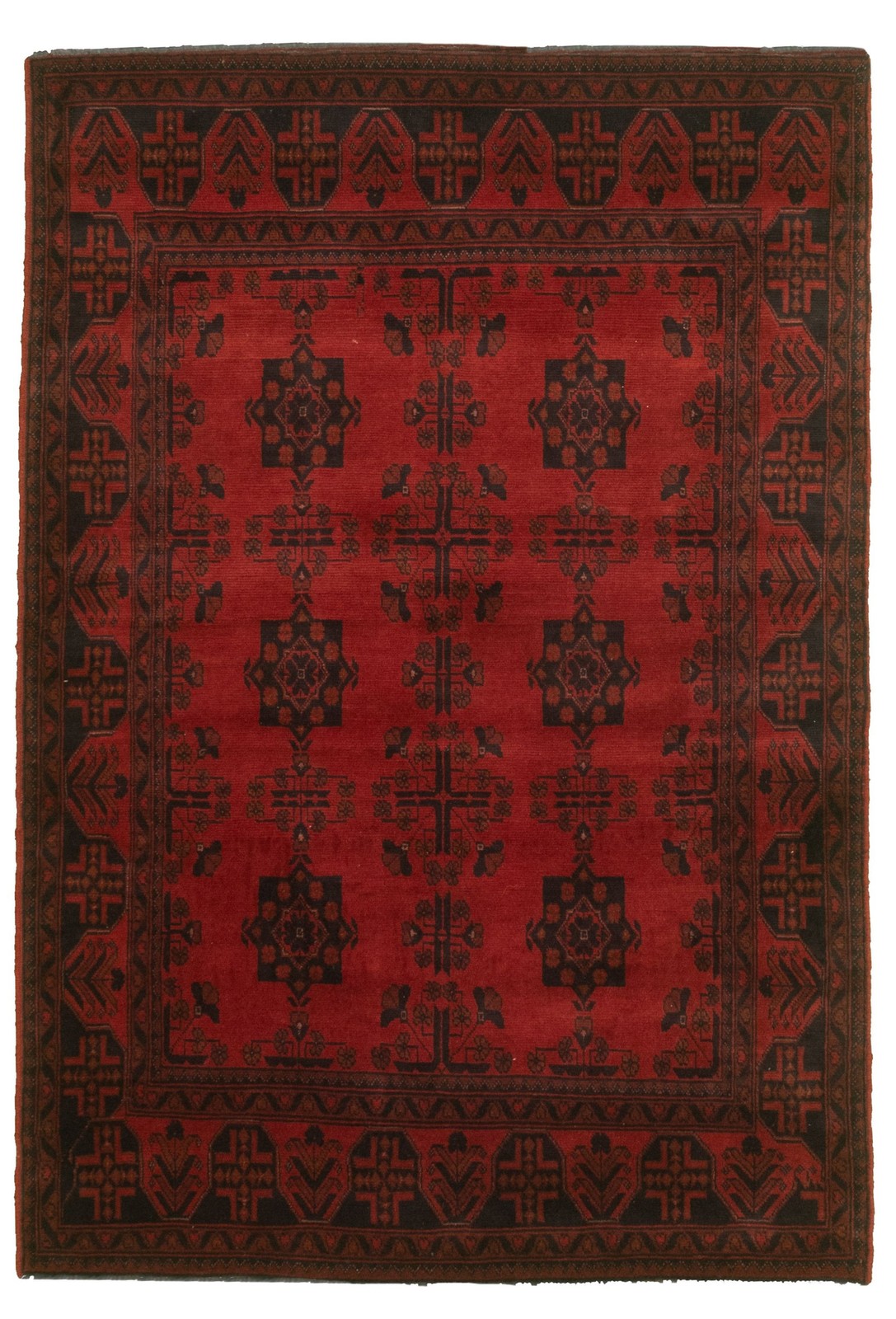 Traditional Hand-Knotted Geometric Carpet 4'2" x 6'3" Oriental Wool Area Rug gallery