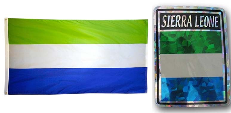 Wholesale Combo Set Sierra Leone Country 3x5 3’x5’ Flag and 3"x4" Decal gallery