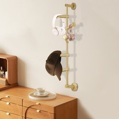 Wall Mounted Coat Rack with 5 Adjustable Hooks Vertical Coat Hat Umbrella Hanger