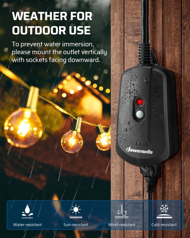 DEWENWILS Remote Control Outlet 15A Outdoor Waterproof with 2 Remotes 100ft gallery