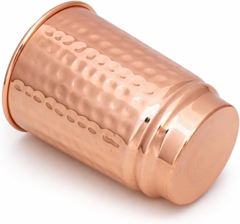 Pure Copper Drinking Cups - Ayurvedic Health Copper Hammered 2 pcs. set gallery