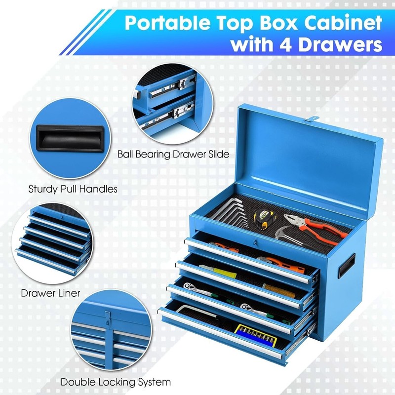 5-Drawer Rolling Tool Chest Lockable Wheel 2 in 1 Detachable Top Box Tool Cart gallery