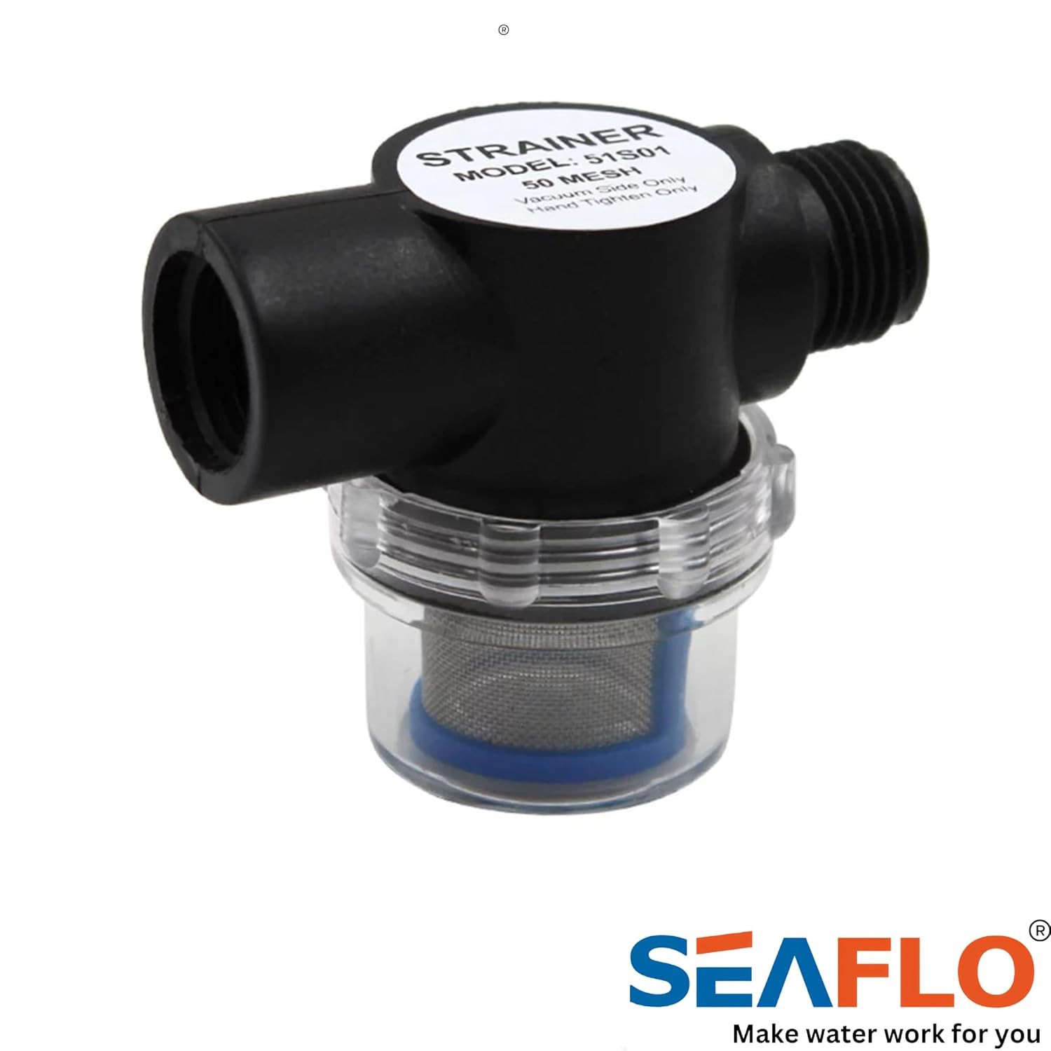 SEAFLO Water Pump Inline Strainer Filter (51S01) 1/2" NPSM Inlet/Outlet (2 Pack) gallery
