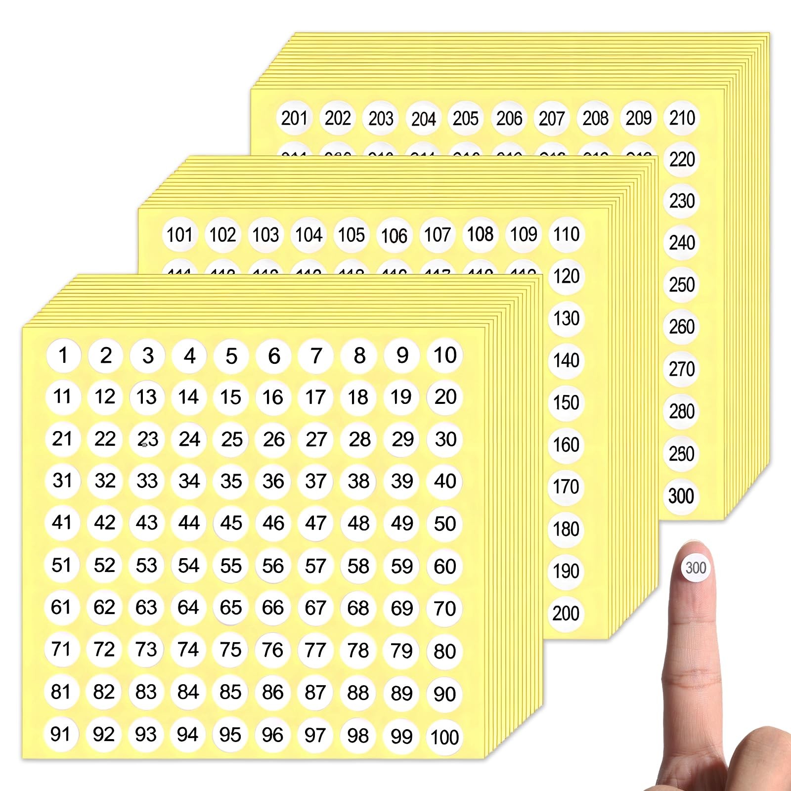 1-300 Stickers with Numbers, Numbered Stickers, Consecutive Number Yellow gallery