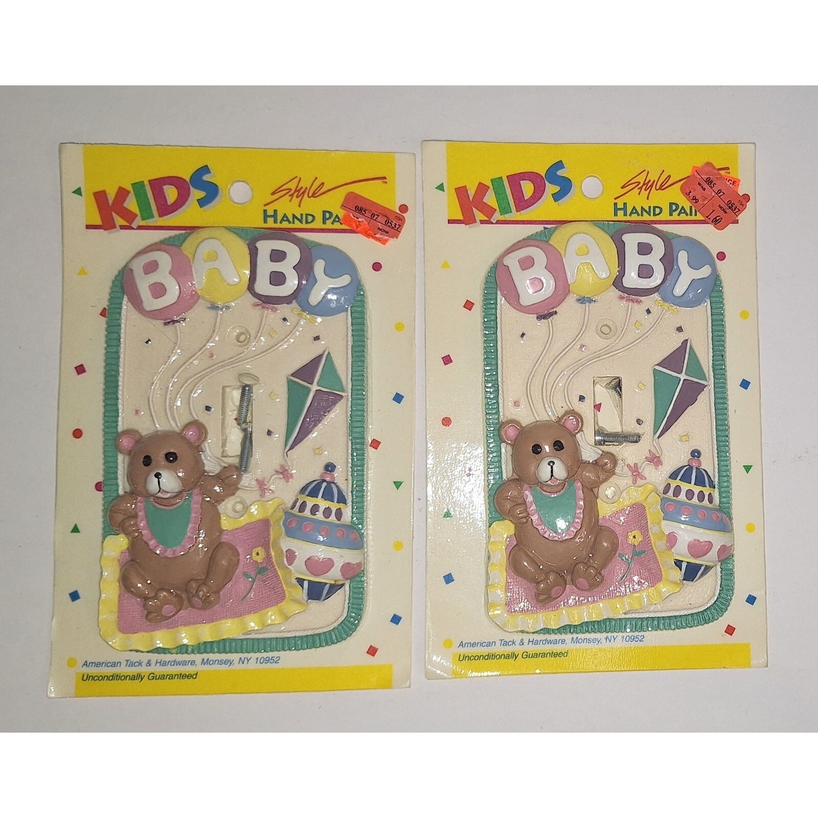 American Tack And Hardware 2 Light Switch Covers Resin Baby Teddy Bear 80s Vtg gallery