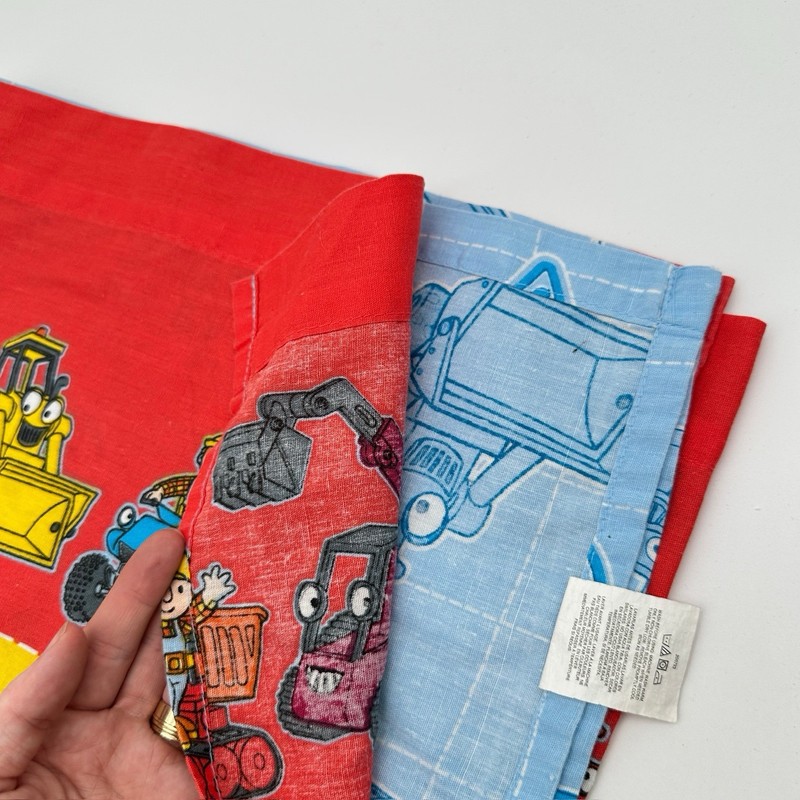Y2K Bob the Builder FLAT sheet Only TWIN SZ 2007 Cotton Polyester AOP Nostalgi gallery