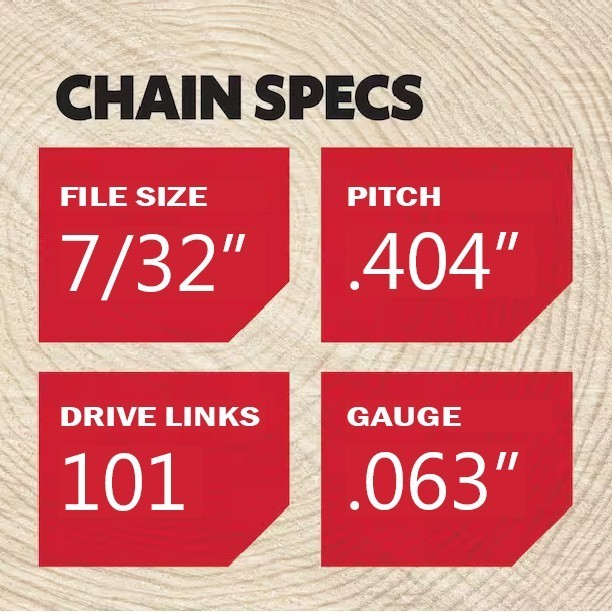 4-pack Oregon 27RX101G RipCut Chains - .404" pitch, .063" gauge, 101 dl (4) gallery
