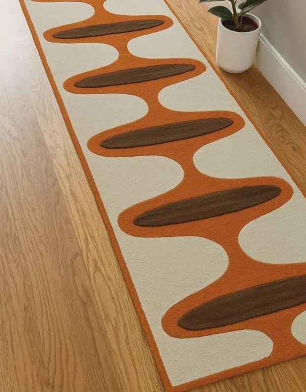 Hand Tufted Wool Runner Rug | Retro Wave, Mid-Century Modern gallery