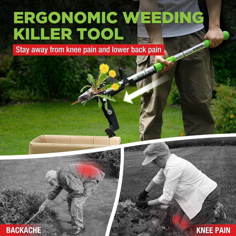 WORKPRO Stand Up Weed Puller Tools Garden Dandelion Weeder Puller w/4 Claws Head gallery