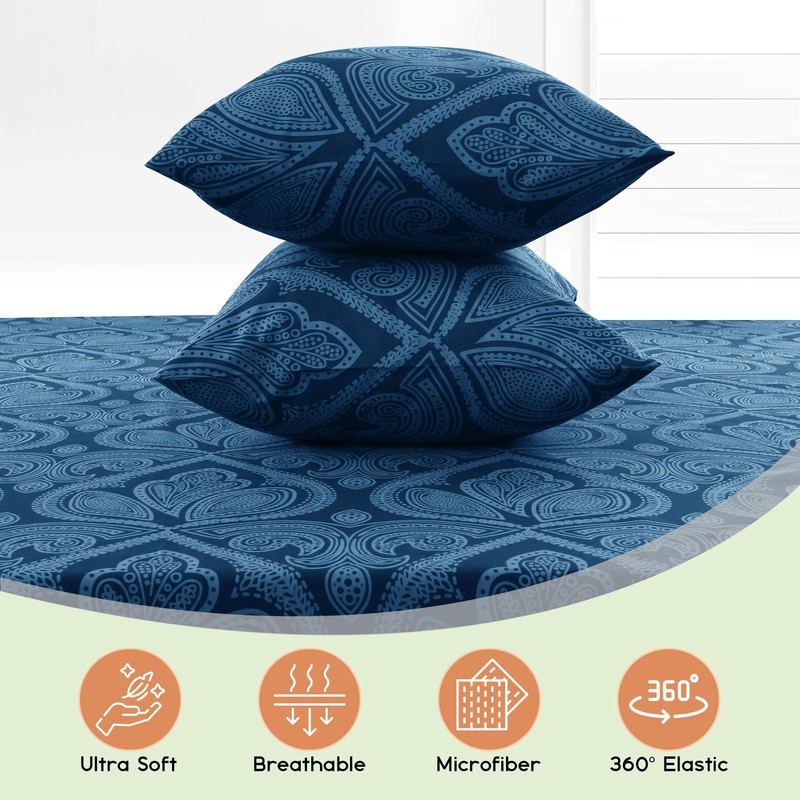 Lux Decor Queen Sheet Set 6-Pc Cooling Bed Set Breathable Hotel Sheets Microf... gallery