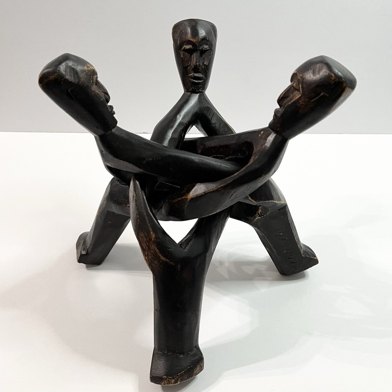 Wooden Interlocking Unity Carving Statue Figure Intertwined Pedestal Stand gallery