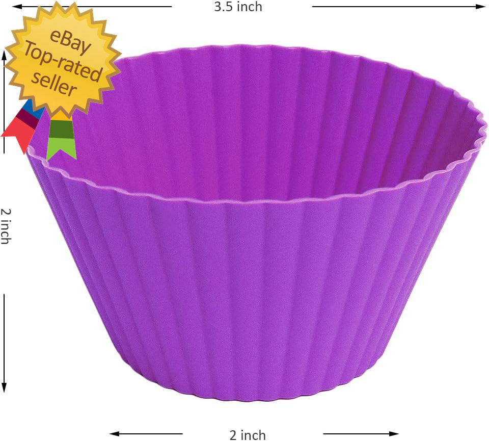 Extra Large Silicone Cupcake Muffin Cups 12 Pack, 3.54 Inch Muffin Liners, Reusa gallery
