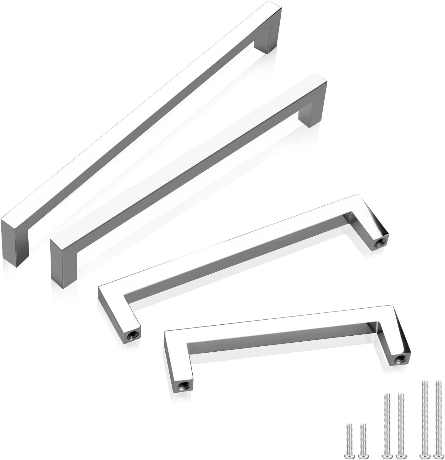 100 Pack Cabinet Handles Polished Chrome 6-1/4In(160Mm) Hole Center Solid Square gallery