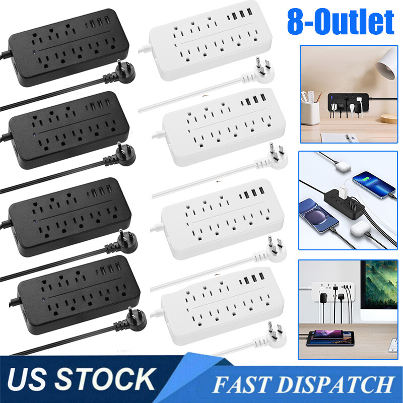 Wall Mountable USB Surge Protector Power Strip with USB Ports 8 Outlet Plugs US gallery